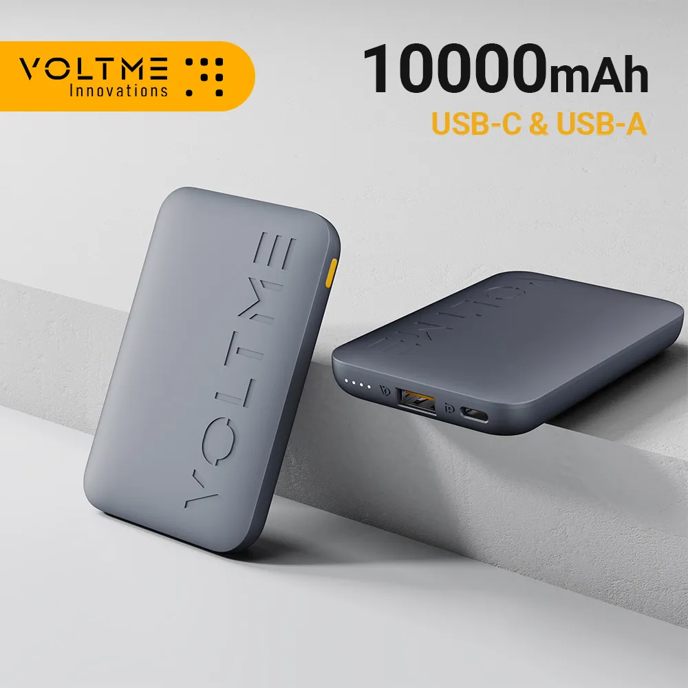 VOLTME 하이퍼코어 10K 휴대용 충전기 보조배터리, 아이폰 15 용, USB-C 및 USB-A 포트 포함, 10000mAh 배터리 팩, 22.5W 고속 충전